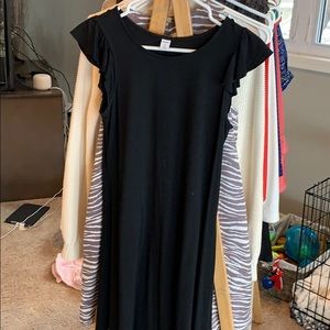 Black flutter sleeve dress